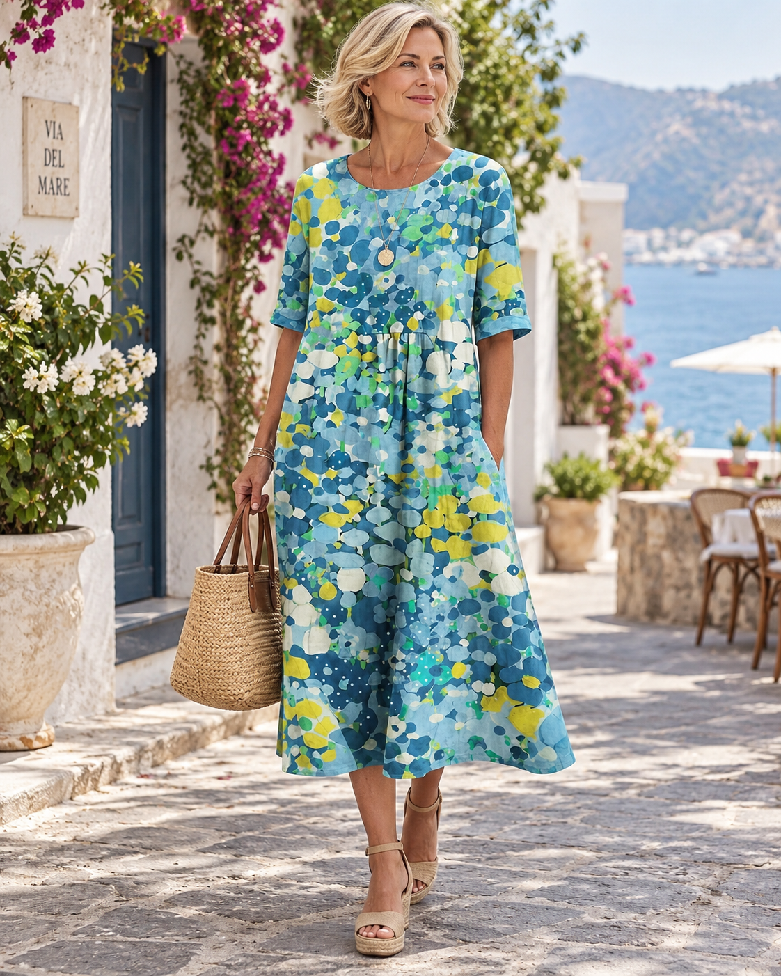 ELENA™ - ELEGANT FLORAL SUMMER MIDI DRESS