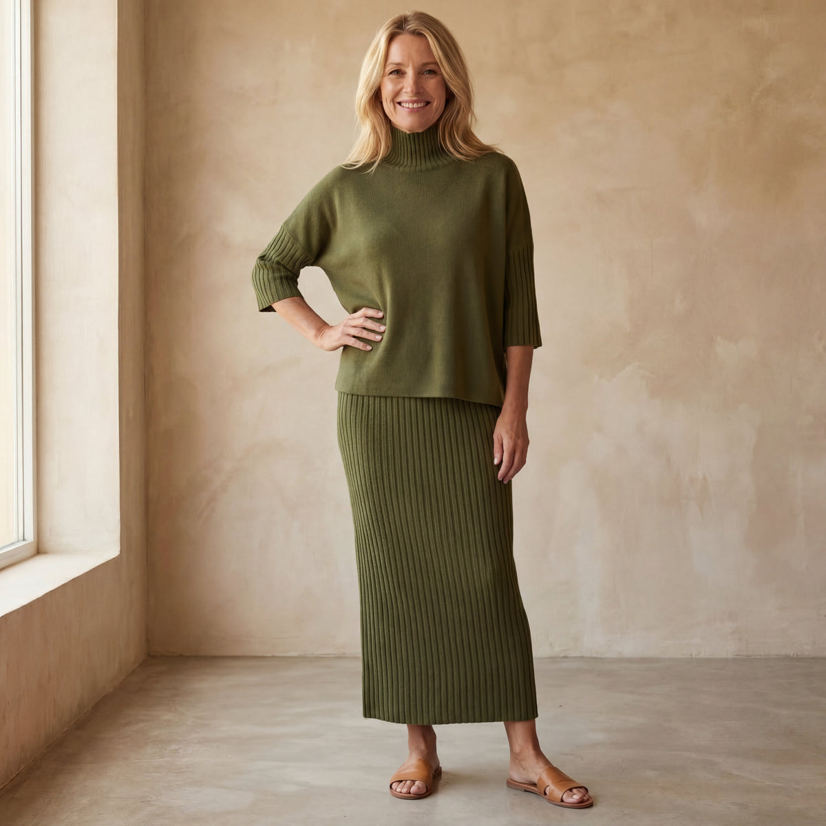 DEBARA - KNITTED SET WITH RIBBED SKIRT