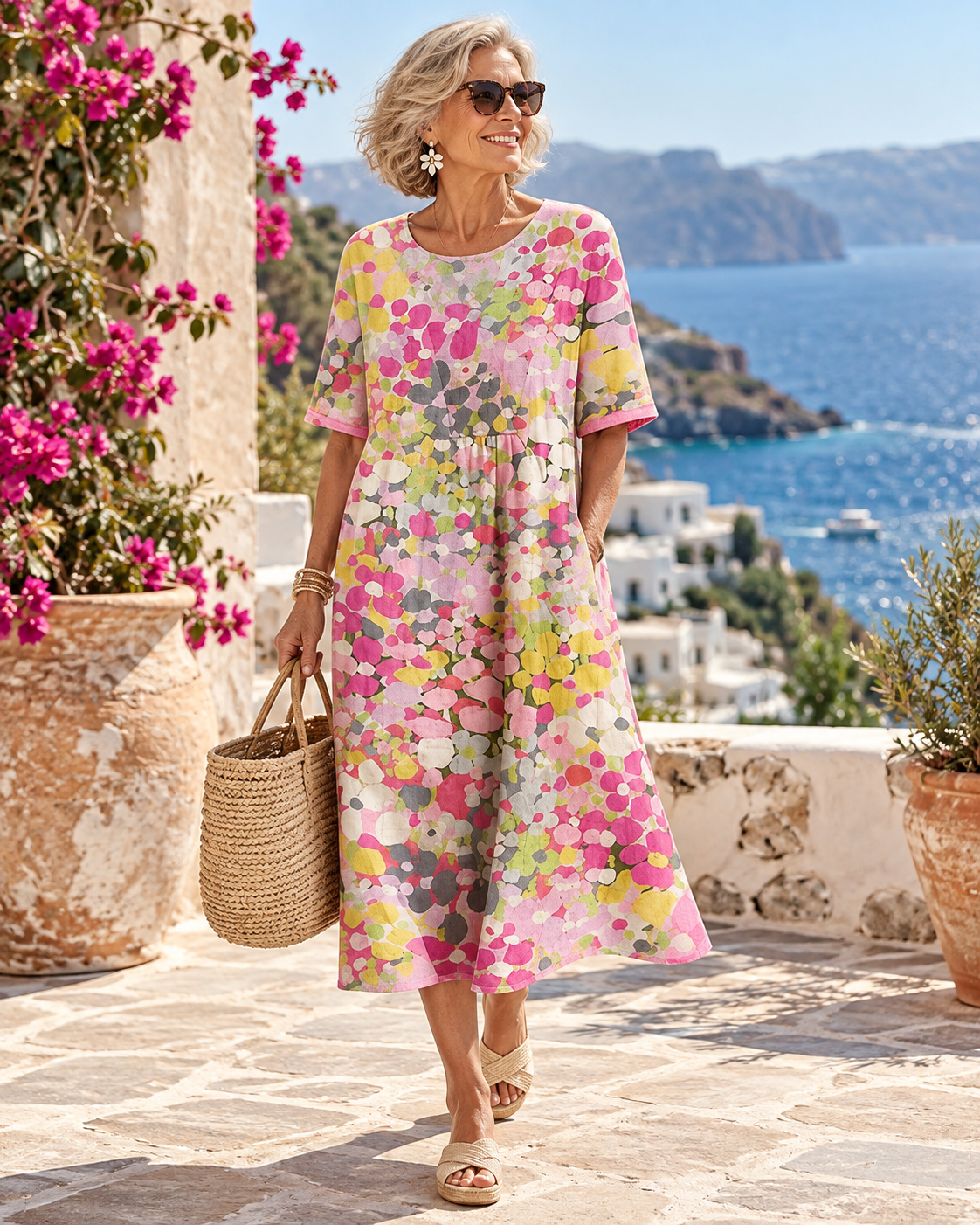 Elena | Loose and Lightweight Floral Midi Dress