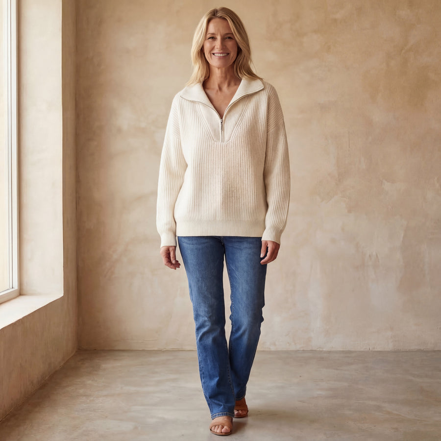 MERANA - CASHMERE QUARTER ZIP SWEATER