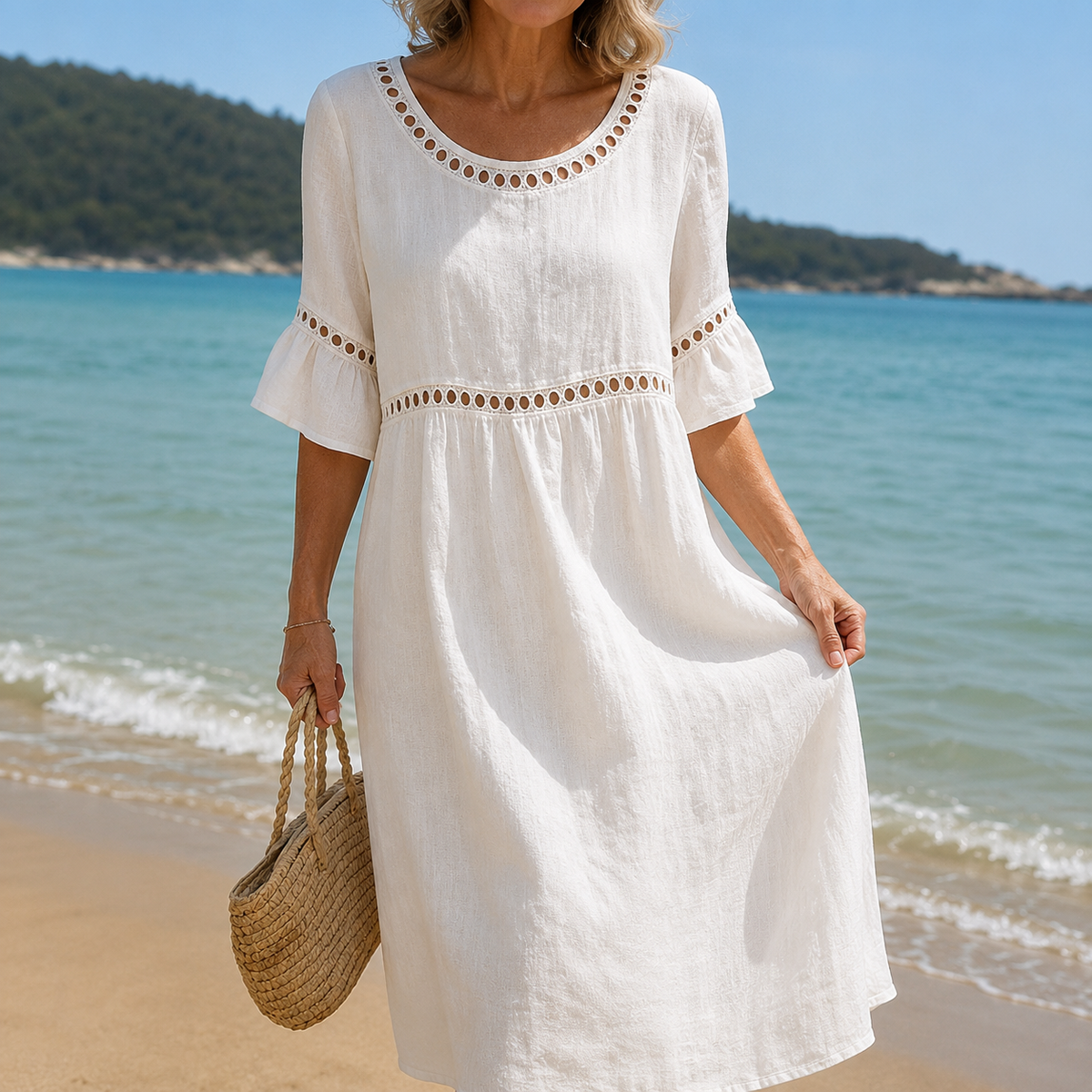Hélène | Long Linen Dress with Tummy Smoothing Effect