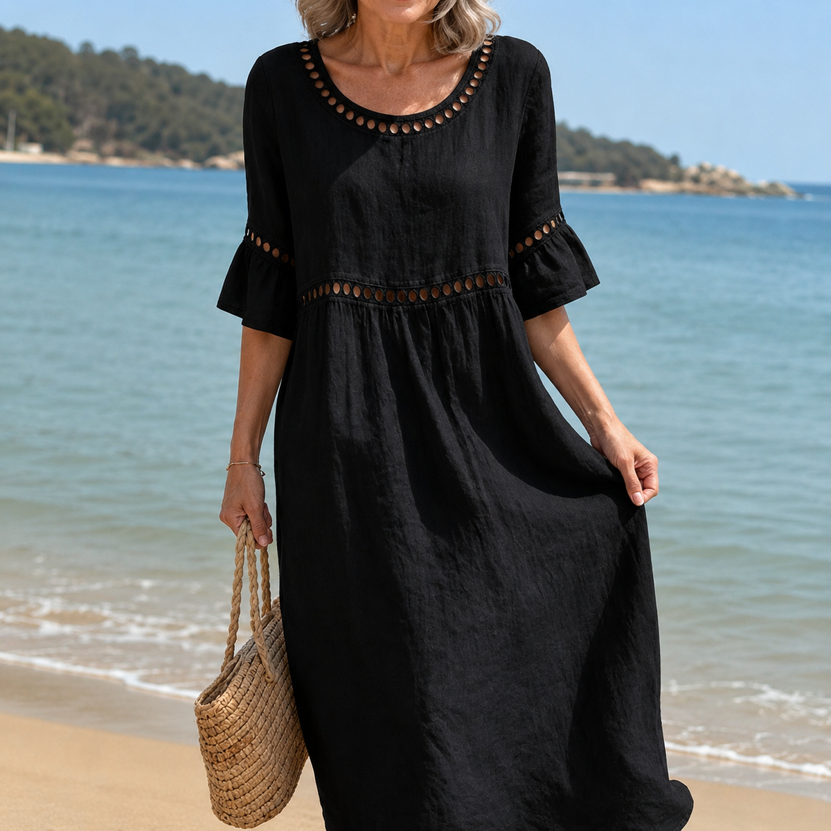 Hélène | Long Linen Dress with Tummy Smoothing Effect