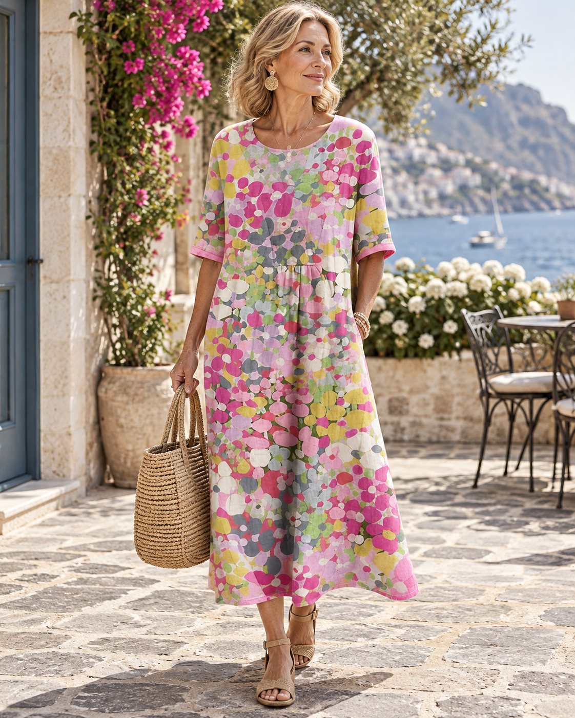 ELENA™ - ELEGANT FLORAL SUMMER MIDI DRESS