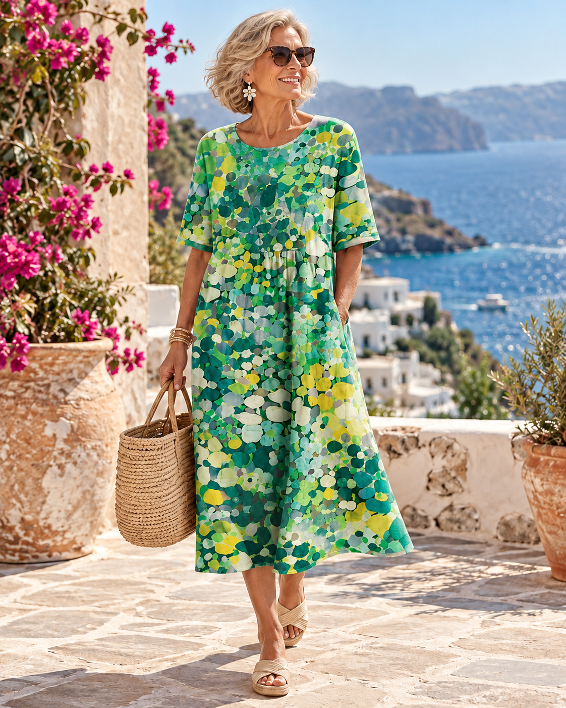 Elena | Loose and Lightweight Floral Midi Dress
