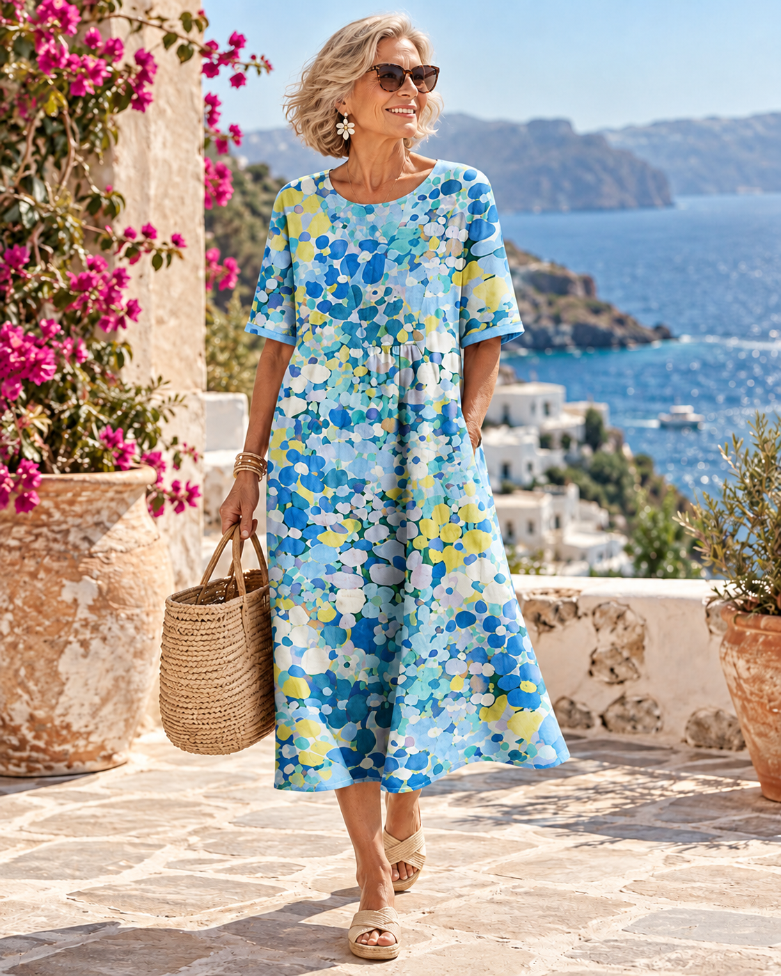 Elena | Loose and Lightweight Floral Midi Dress